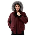 thumbnail image 3 of Ynynloco Jackets for Men Faux Fur Hood Stand Up Collar Long Sleeve Coats with Pockets Solid Color Thicken Warm Outerwear, 3 of 3