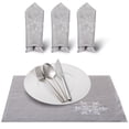 thumbnail image 6 of OVZME Christmas Table Placemats Set of 4 with Sequins Embroidery Grey Place Mats for Dining Table Xmas Holiday Tabletop Decor, Winter Farmhouse Table Decorations 13 X 19 Inch, 6 of 6