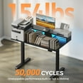 thumbnail image 3 of 47.2 Inch Electric Standing Desk with Power Outlet and LED Light Strip, Height Adjustable Sit-Stand Desk with Storage Shelf & Hooks, Ergonomic Home Office Computer Desk with Memory Buttons, Black, 3 of 10