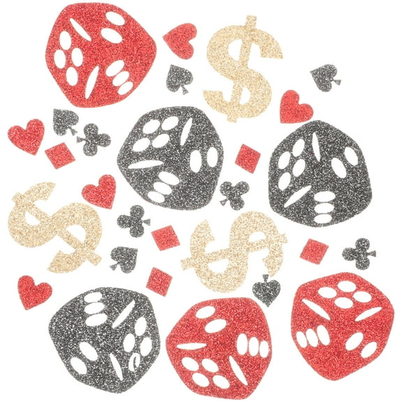 Oraceous 2 Bags Glitter Poker Dice Dollar Sign Confetti Table Confetti Scatter Casino Party Decor