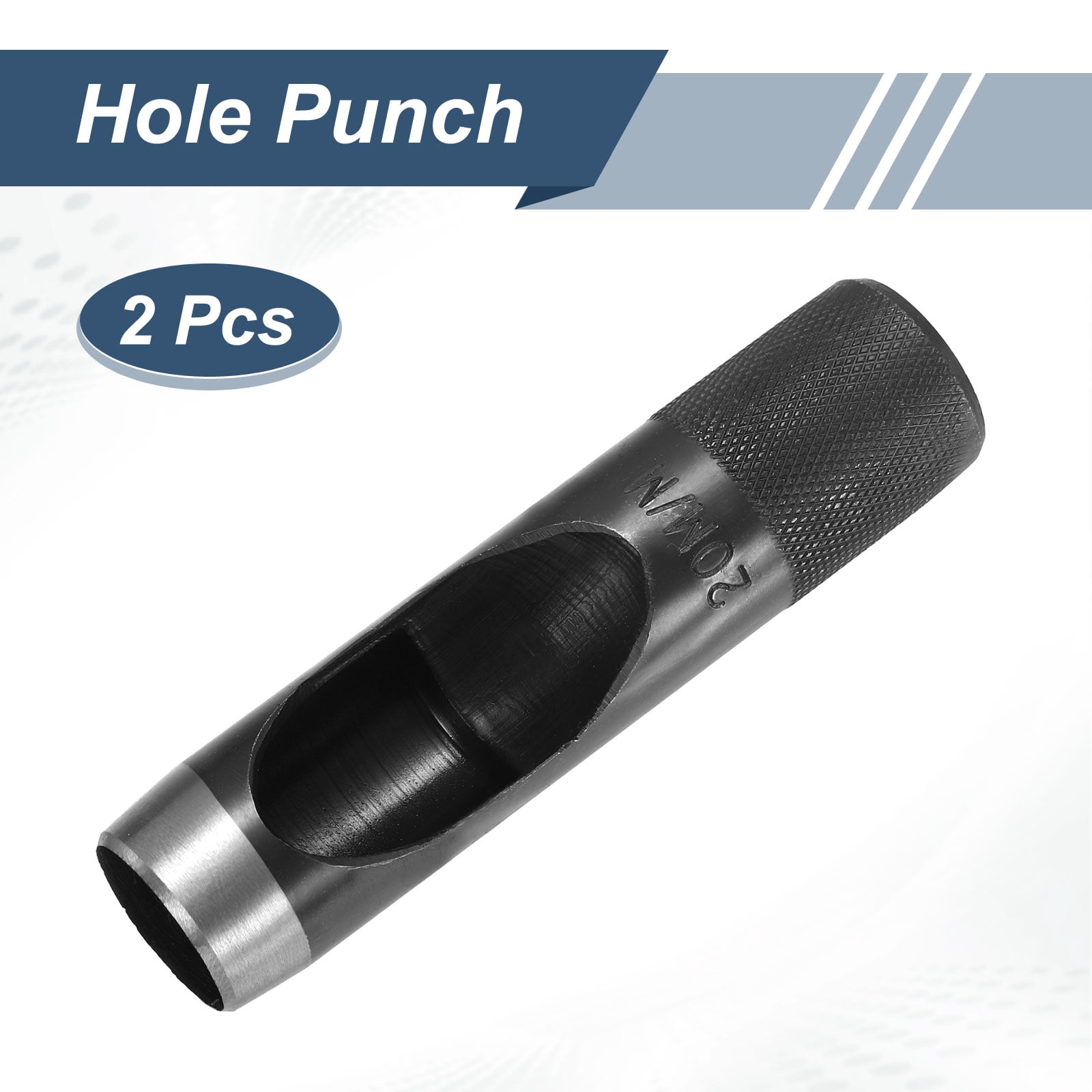 Uxcell 2pcs Leather Hole Punch 20mm Hollow Round Hole Puncher Cutter Carbon Steel Tool for Watch Cloth Belt Gaskets DIY Leather Craft Repair, Black