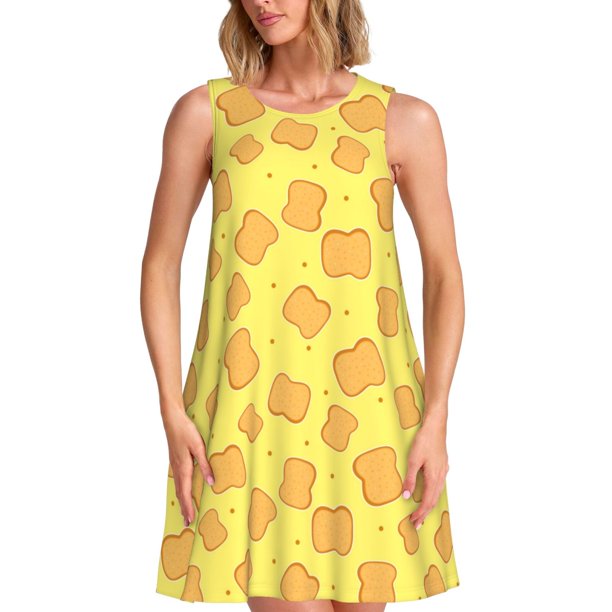 Fotbe Toast Vestido de Verano sin Mangas para Mujer – Vestido Midi Línea A, Estilo Camiseta Floral, Vestido Playero Casual y Fluido