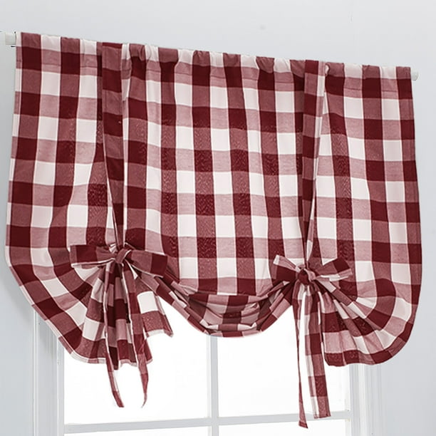 Curtains Check Lace Up For Windows 46 X 63 Inch Rod Pocket Translucent Filter Kitchen Bedroom Living Room Doors And Farmhouse 1 Panel Com Pocket Translucent Filter Curtains, Lace Curtains 46 Inches Long