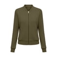 thumbnail image 6 of JPVDPA Women's Cropped Bomber Jacket Lightweight Zip Up Cardigan Sweaters Fall Fashion Outerwear Long Sleeve Casual Jackets Army Green XL, 6 of 9