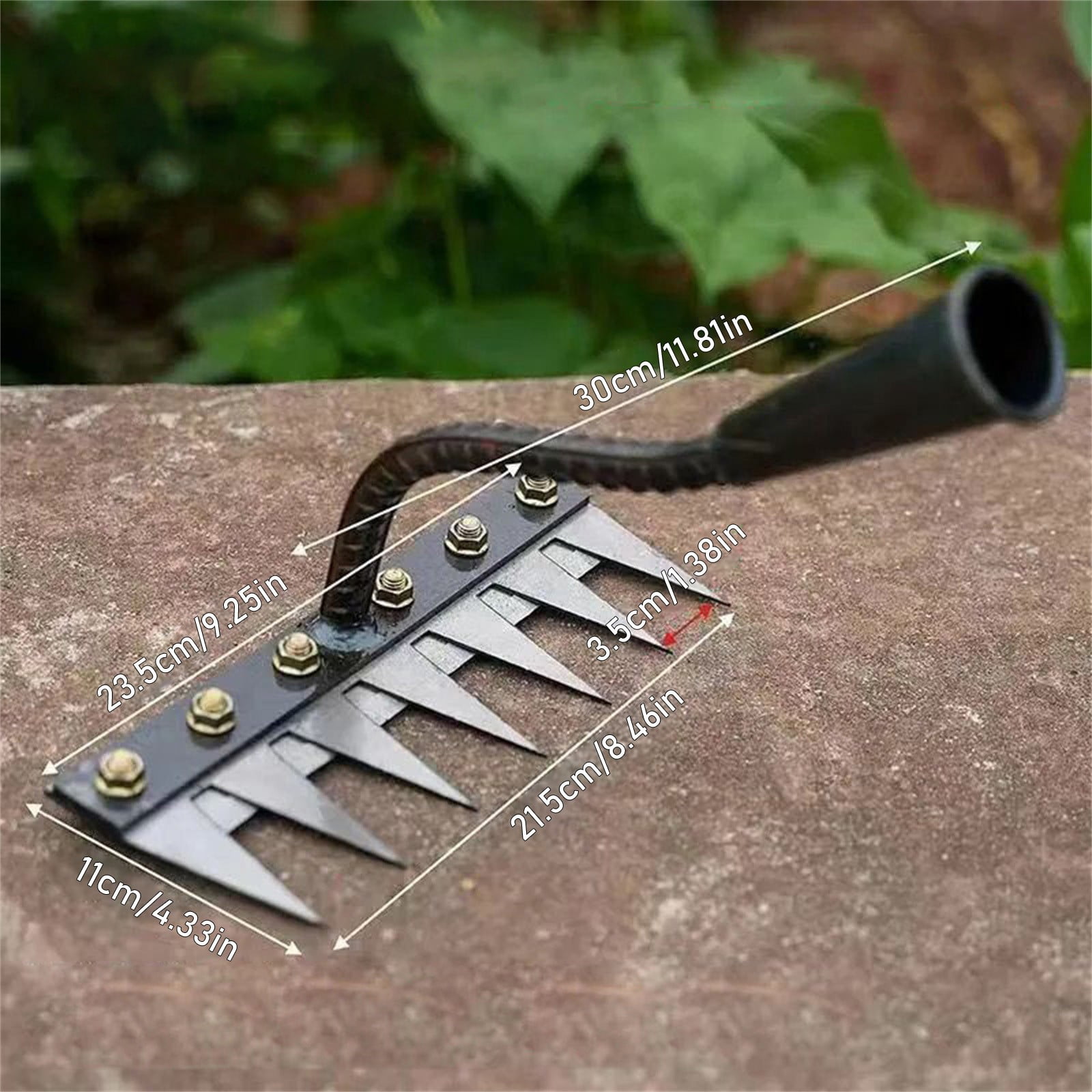 WMGHA Iron Rake - 2025 New Heavy-Duty Weed Rake for Gardening,Lawn Care & Dethatchin,5/6/7/8 Teeth Carbon Steel Detachable Weeding Tool Durable & Lightweight Yard Equipment(no wooden handle)