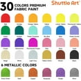 thumbnail image 2 of Fabric Paint, Shuttle Art 30 Colors Permanent Soft Fabric Paint in Bottles (60ml/2oz) with Brushes, Palette, Stencils, Non-Toxic Textile Paint for T-shirts, Shoes, Jeans, Bags, DIY Projects, 2 of 7