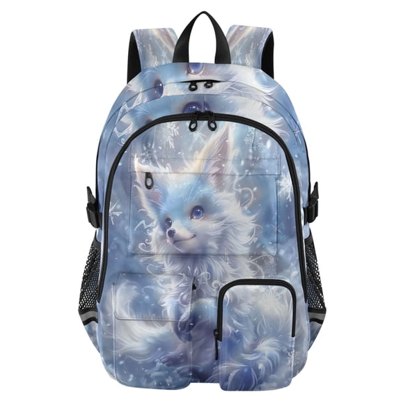 DIXRUYEE Little Fox Snowflake Backpack for School 14”Laptop Compatible with Reflective Safety Strips