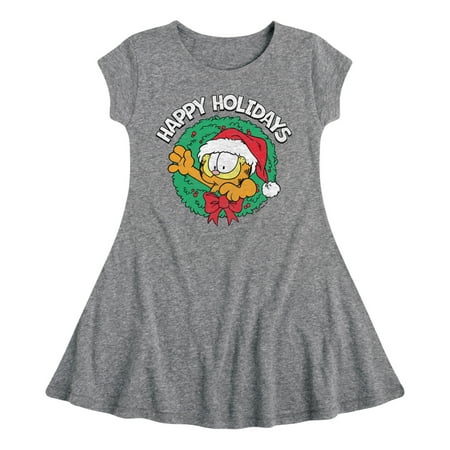 

Garfield - Happy Holidays Wreath - Toddler And Youth Girls Fit And Flare Dress