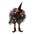 thumbnail image 6 of Vrorvz Halloween Door Decorations Multi Legged Witch Wreath with Spooky Black Roses and Purple Lights for Haunted House Indoor Outdoor Party Decor Living Room Front Porch Decor 15in Black, 6 of 6
