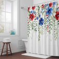 thumbnail image 6 of Patriotic Independence Day Shower Curtain for Bathroom Decor, Red Blue Flowers Waterproof Fabric Shower Curtain, 60"x72" Set with 12 Hooks, 6 of 9