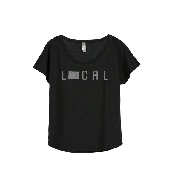 Thread Tank Local Colorado State Women's Relaxed Slouchy Dolman T-Shirt Tee Heather Black 2X-Large