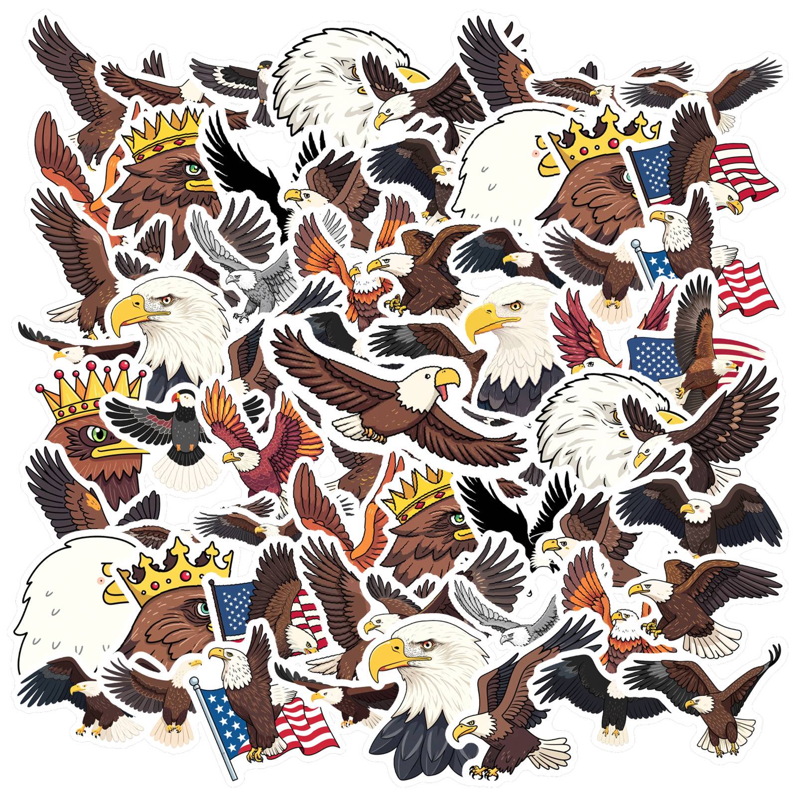 35pcs Majestic Eagle Stickers Freedom PVC Stickers Animal DIY Stickers for Luggage Notebooks