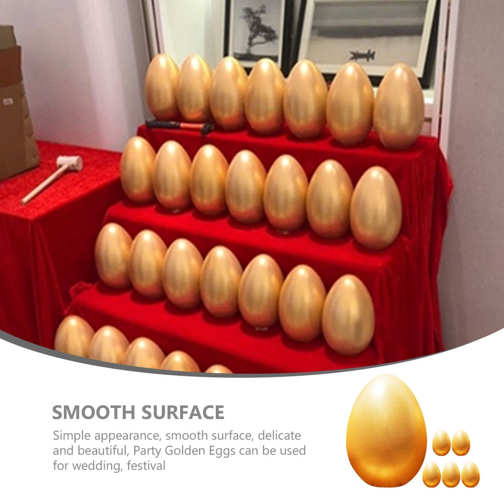 OUNONA 6Pcs Empty Golden Eggs Wedding Party Lottery Egg Multi-functional Golden Easter Egg