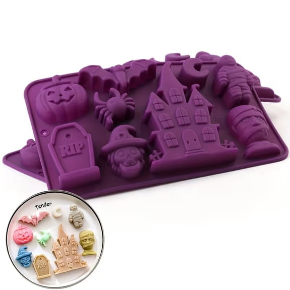 Halloween silicone candy mold, chocolate mold, Halloween theme shape, suitable for making candies, cake decorations, baked desserts and candles