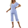 thumbnail image 4 of MINTREUS Women's Pajama Sets Short Sleeve Shirt and Capri Soft Pajama Sets with Pockets S-4XL, 4 of 7