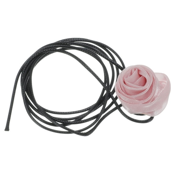 Unique Bargains 1Pc Choker Necklace Delicate Satin Rose Tie Wrap Around Wrist Bracelet Pink