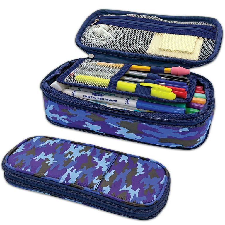 Teacher Created Resources Blue Camo Pencil Case, Pack of 3