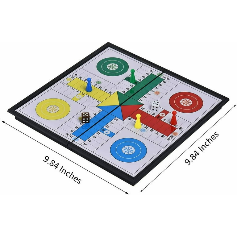 Yellow Mountain Imports Ludo Magnetic Folding Travel Board Game Set - 9.8  Inches - Portable Classic Strategy Game Set