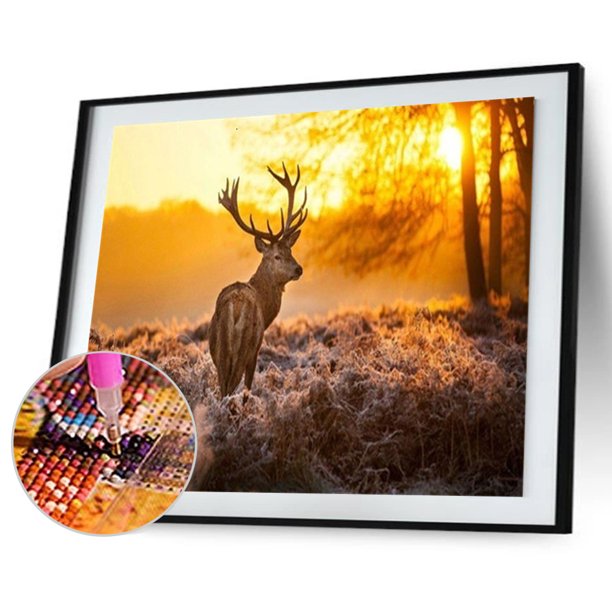 Cuadros Decorativos 5D DIY diamante pintura puesta de sol ciervo completo redondo taladro mosaico strass imagen Ehuebsd Nuevos Originales