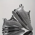thumbnail image 6 of 2026 New+Men'S Breathable Knit Mesh Sneakers with Air Cushion - Lightweight Low-Top Design, Grey & Black, Lace-Up Casual Shoes Sleek Shoe Design, Fabric Upper for Running, Gym & Casual Attire, Gym Sh, 6 of 9