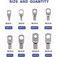 thumbnail image 3 of Copper Tin-Plated Bolt Hole Electrical Wire Crimp Connectors for Automotive Battery Applications, 60 Pieces, 3 of 5