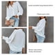 thumbnail image 5 of Blusa Manga Larga Solapa Color Puro Con Botones Casual Tops De Moda Para Mujer Blanco XXL, 5 of 6