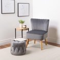 thumbnail image 3 of CorLiving Lynwood Velvet 15" Small Round Tufted Ottoman Pouf, 3 of 6