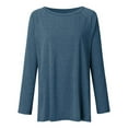thumbnail image 5 of Abcnature Women Casual Loose Sweatshirt Long Sleeve Baggy Tunic Hem Blouse O-Neck Plain T Shirt Top Cute Pullover Cozy Comfy Baggy Jumper Oversize Tops Blue M, 5 of 7