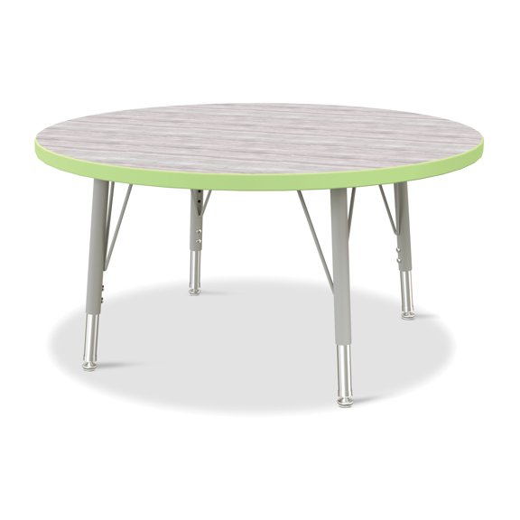 Round Activity Table - 36" Diameter, E-height - Driftwood Gray/Key Lime/Gray