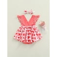 thumbnail image 4 of Kiapeise 2PCS Baby Girls Heart Pattern Sleeveless Romper Dress and Headdress, 4 of 8