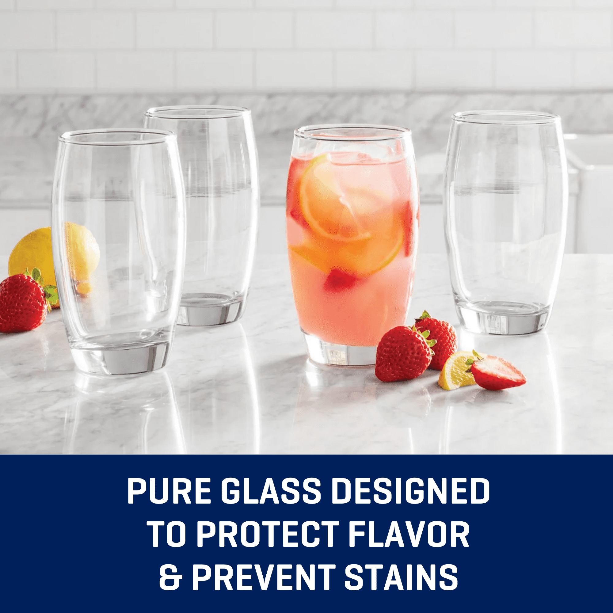 (4 pack) Mainstays Ellendale 8-Piece 16 oz Glass Drinkware Set