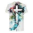 thumbnail image 5 of Leesechin Men's Short Sleeve Crewneck Graphic Tee Believe Cross Print Christian Shirts Workout Shirts, 5 of 5