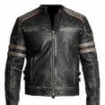 thumbnail image 1 of Distressed Leather Motorcycle Jacket Vintage Motorcycle Jacket Leather Riding Jackets Mens Black Leather Biker Jacket Best Motorcycle Jacket size XXXS, 1 of 4