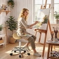 thumbnail image 2 of HOMCOM Saddle Stool Adjustable Rolling Salon Chair Light Brown, 2 of 10