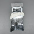 thumbnail image 2 of Ambesonne Winter Bedding Set 4 Pcs, Trees in Cold Day Lake, Queen, White Brown, 2 of 3
