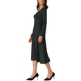 thumbnail image 4 of INSPIRE CHIC Women's Knit Midi Dress A-Line Square Neck Long Sleeve Dresses XS Black, 4 of 6
