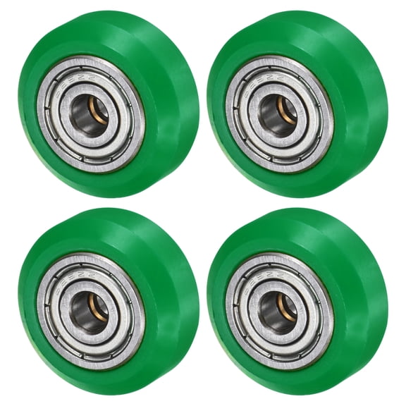 Uxcell 4-Pack 3D Printer Rollers V Slot, 24mm POM Pulley Wheels 625ZZ Double Bearing for 3D Printer/CNC, Green