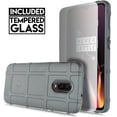 thumbnail image 2 of for 6.41" OnePlus 6T Shield Wrap Shockproof Hybrid Scratch Resistant Raised Bevel Design Enhance Camera and Tempered Stained Glass Screen Protection Armor Impact Bumper Phone Case Black, 2 of 4