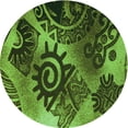 thumbnail image 1 of Ahgly Tapis Rond Lavable en Machine Intérieur Transitionnel Vert Forêt Foncé, 8 Pieds Rond, 1 of 7