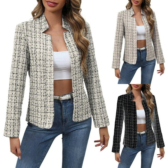 FRSASU Women's Blazer Solid Color Casual Cardigan Lightweight Front Open Temperament office Suit Jacket Khaki
