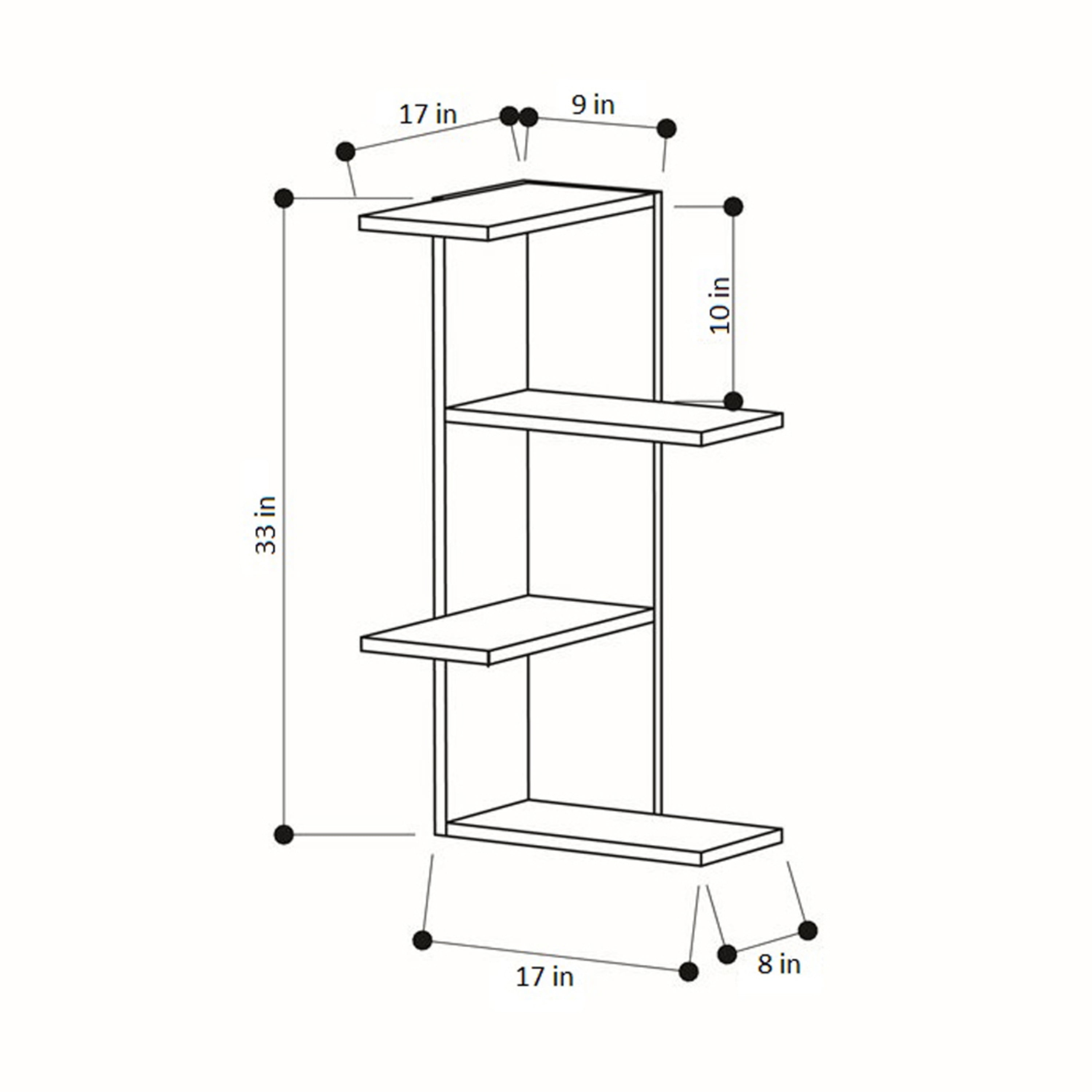 Ada Home Decor Furniture 16.54" 3 Tier Oak Bowcott Modern Wall Shelf