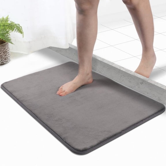 Bathroom Rugs, Ultra Soft Non Slip and Absorbent, Velvet Memory Foam Bath Mat, 20 x 31in ,Grey