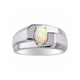 thumbnail image 1 of RYLOS Men's Rings 14K White Gold Ring Classic Solitaire 7X5MM Oval Shape Gemstone Designer Band Opal African October Birthstone Rings For Men Size 11, 1 of 6