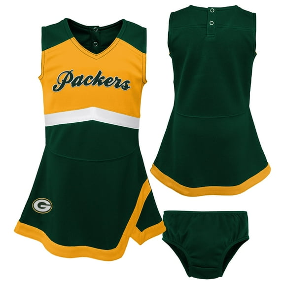 Girls Toddler Green Green Bay Packers Cheer Captain Dress with Bloomers