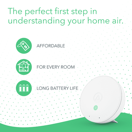 Airthings - Wave Mini Indoor Air Quality Monitor w/TVOC, Temp & Humidity sensors w/Mold Risk Indicator - White