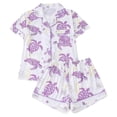 thumbnail image 2 of MAIHAN Summer Pjs for Women Set Short Sleeved Shorts Cute Printed Sleepwear Button Up Summer Cute Pjs Kawaii Clothes Pyjamas Sleepwear(Purple,L), 2 of 6