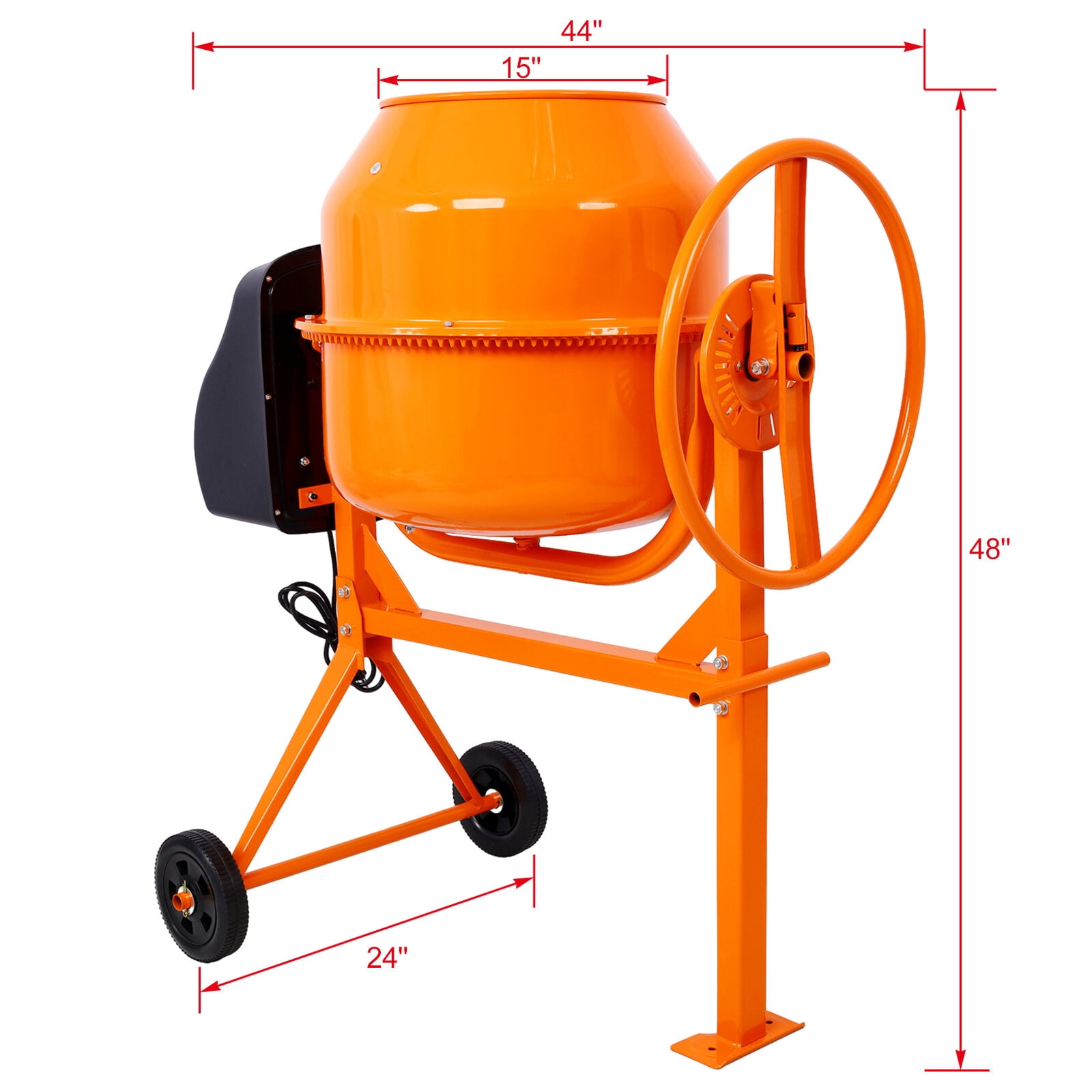 Cu. Ft Electric Cement Mixer - 650W Portable Concrete Mixer Machine for Mortar, Stucco & Feed