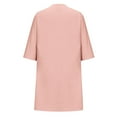 thumbnail image 5 of Itsame Women Summer Dress Solid Color Round Neck Button Cotton Thin Dress Pink Size XL, 5 of 6