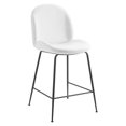 thumbnail image 2 of Modway Scoop Black Powder Coated Steel Leg Performance Velvet Counter Stool, White, 2 of 3