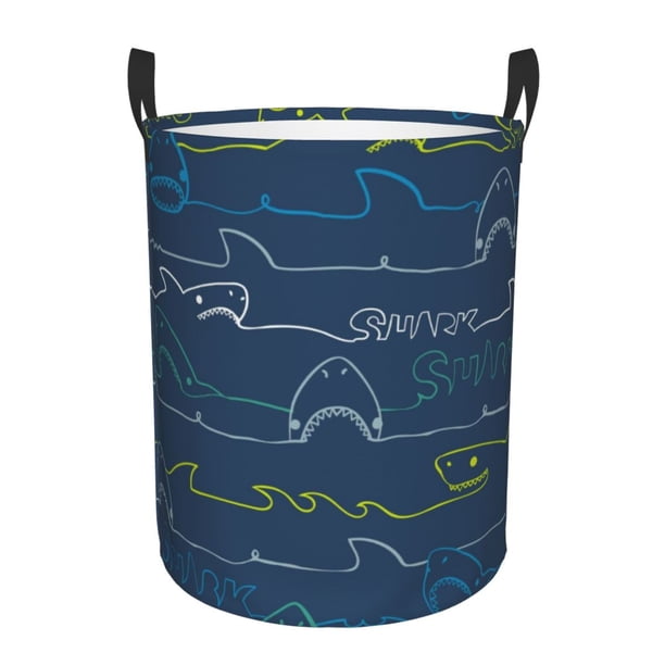 Fotbe Shark Cesto de Ropa con Asas, Cesto Impermeable de Gran Capacidad, Bolsa de Lavado para Dormitorio, Cesto de Ropa con Ruedas y Asas-Small